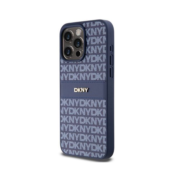 DKNY Leather Mono Stripe & Metal Logo - Etui iPhone 15 Pro Max (niebieski) - obrazek 2