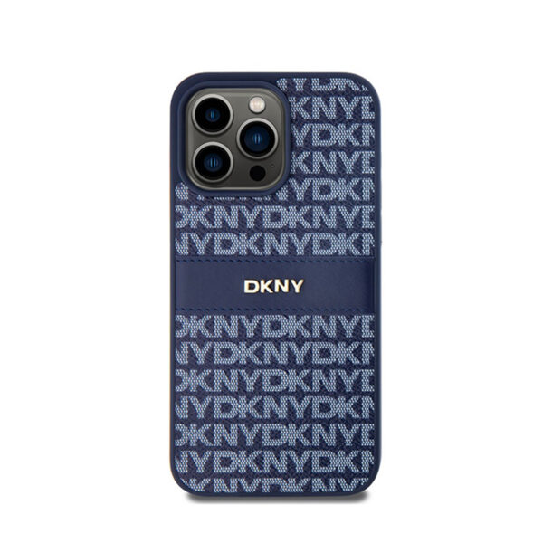 DKNY Leather Mono Stripe & Metal Logo - Etui iPhone 15 Pro Max (niebieski) - obrazek 3