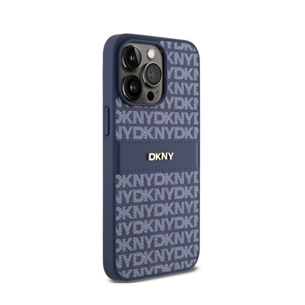 DKNY Leather Mono Stripe & Metal Logo - Etui iPhone 15 Pro Max (niebieski) - obrazek 4