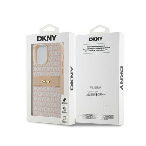 DKNY Leather Mono Stripe & Metal Logo - Etui iPhone 14 Pro (różowy) - obrazek 8