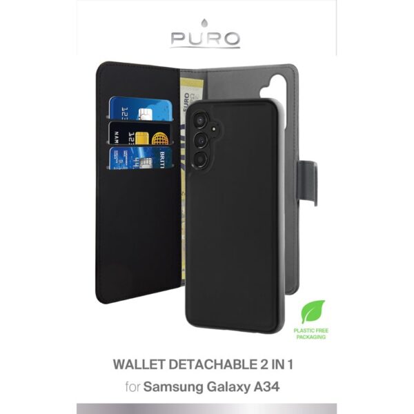 PURO Wallet Detachable - Etui 2w1 Samsung Galaxy A34 5G (czarny) - obrazek 3