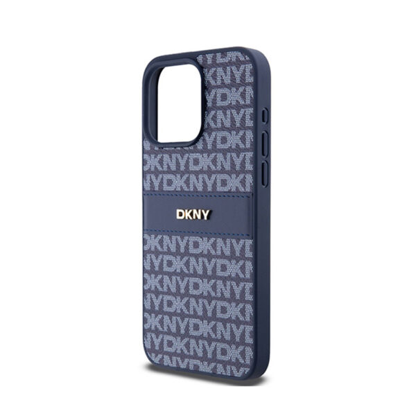 DKNY Leather Mono Stripe & Metal Logo - Etui iPhone 15 Pro Max (niebieski) - obrazek 6