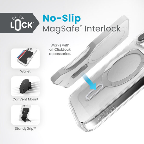 Speck Presidio Perfect-Clear ClickLock & Magsafe - Etui iPhone 15 Pro (Clear / Chrome Finish / Serene Silver) - obrazek 3