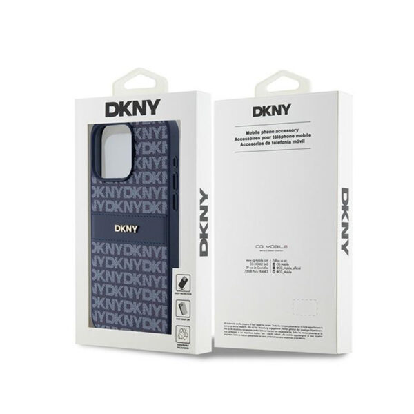 DKNY Leather Mono Stripe & Metal Logo - Etui iPhone 15 Pro Max (niebieski) - obrazek 8