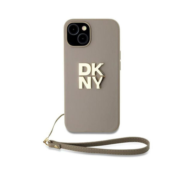 DKNY Wrist Strap Stock Logo - Etui iPhone 15 Plus (beżowy) - obrazek 2