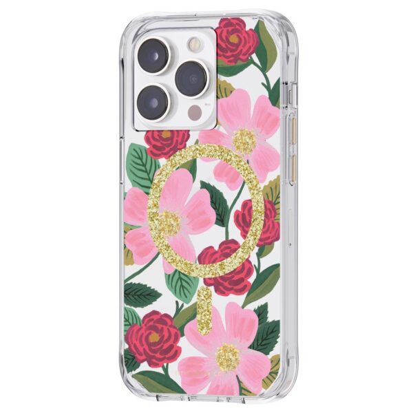 Rifle Paper Clear MagSafe - Etui iPhone 14 Pro zdobione złotem (Rose Garden) - obrazek 3