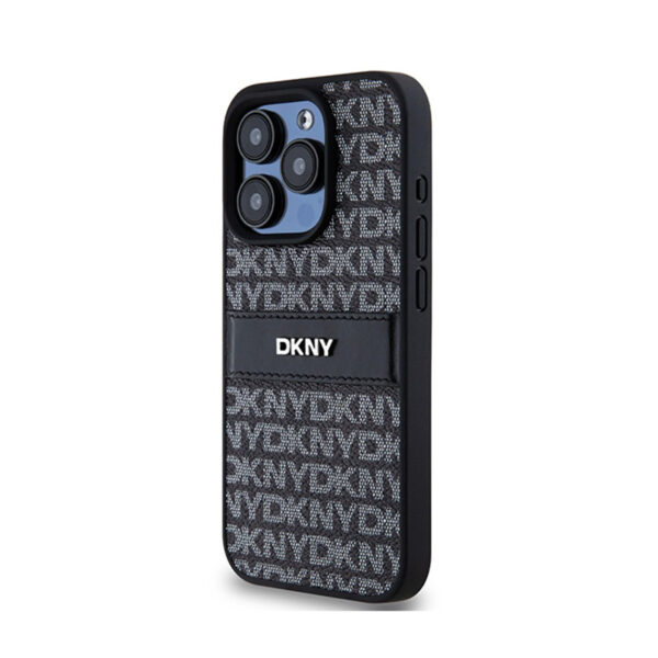 DKNY Leather Mono Stripe & Metal Logo - Etui iPhone 15 Pro Max (czarny) - obrazek 2