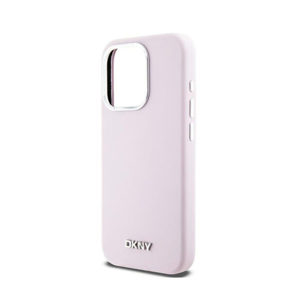 DKNY Liquid Silicone Small Metal Logo MagSafe - Etui iPhone 14 Pro (różowy) - obrazek 6