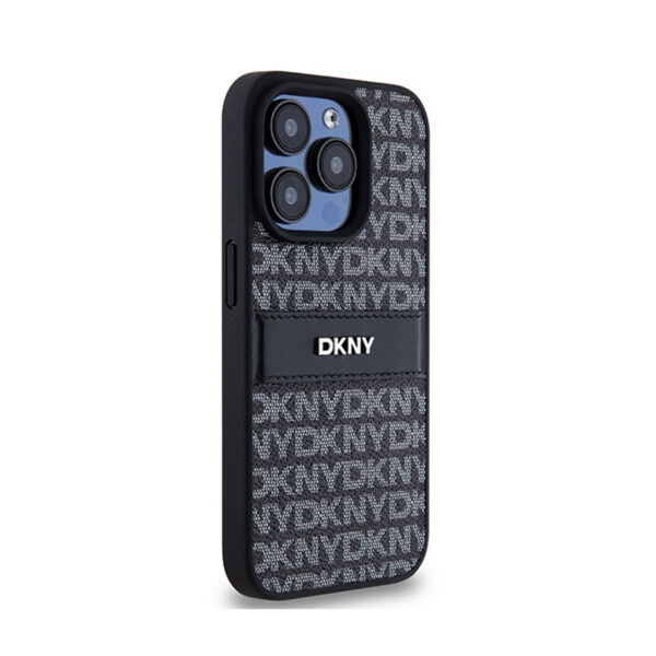 DKNY Leather Mono Stripe & Metal Logo - Etui iPhone 15 Pro Max (czarny) - obrazek 4