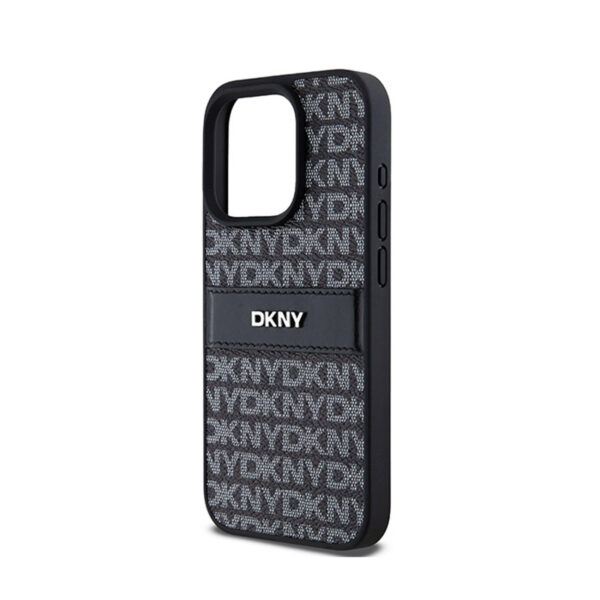 DKNY Leather Mono Stripe & Metal Logo - Etui iPhone 15 Pro Max (czarny) - obrazek 6