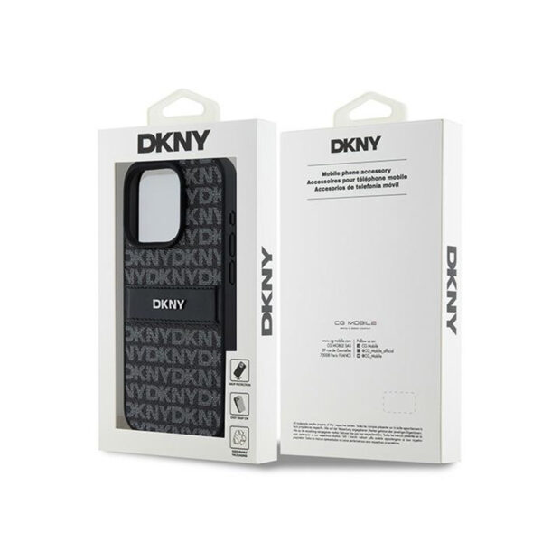 DKNY Leather Mono Stripe & Metal Logo - Etui iPhone 15 Pro Max (czarny) - obrazek 8