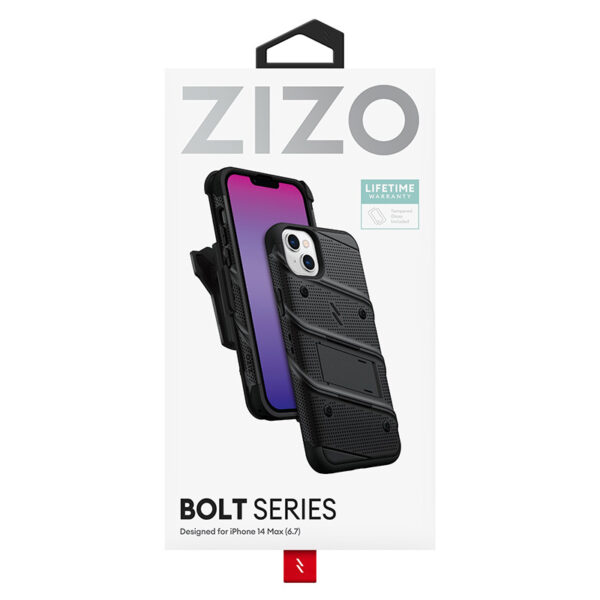 ZIZO BOLT Series - Pancerne etui iPhone 14 Plus ze szkłem 9H na ekran + uchwyt z podstawką (czarny) - obrazek 6