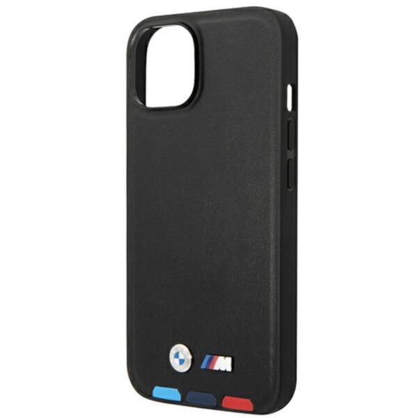 BMW Leather Hot Stamp Tricolor - Etui iPhone 14 Plus (Czarny) - obrazek 6