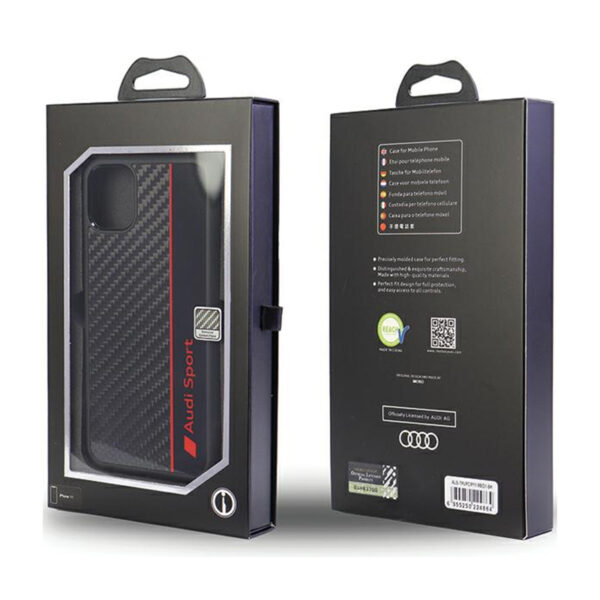 Audi Carbon Fiber Stripe - Etui iPhone 11 (Czarny) - obrazek 5