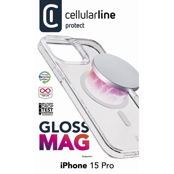 Cellularline Gloss Mag - Etui iPhone 15 Pro MagSafe (przezroczysty) - obrazek 4