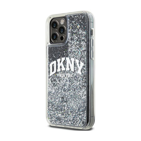 DKNY Liquid Glitter Big Logo - Etui iPhone 12 / iPhone 12 Pro (czarny) - obrazek 2