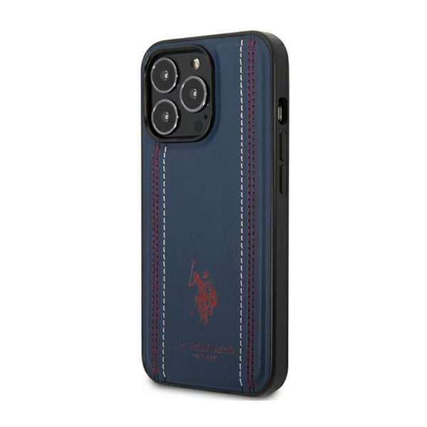 US Polo Assn Leather Stitch - Etui iPhone 14 Pro (granatowy) - obrazek 2