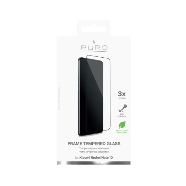 PURO Frame Tempered Glass - Szkło ochronne hartowane na ekran Xiaomi Redmi Note 10 (czarna ramka) - obrazek 2