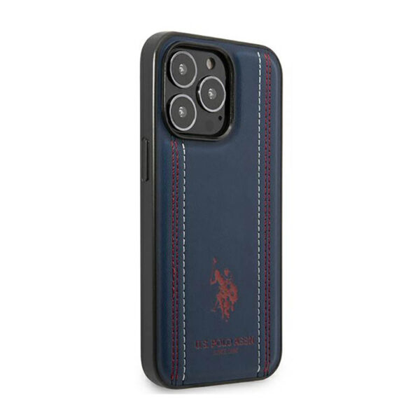 US Polo Assn Leather Stitch - Etui iPhone 14 Pro (granatowy) - obrazek 4