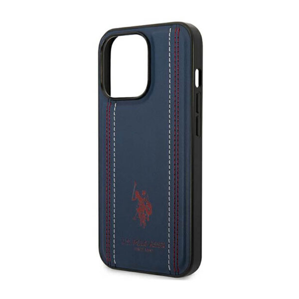 US Polo Assn Leather Stitch - Etui iPhone 14 Pro (granatowy) - obrazek 6