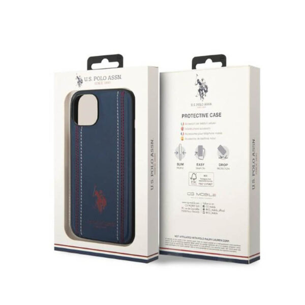 US Polo Assn Leather Stitch - Etui iPhone 14 (granatowy) - obrazek 8