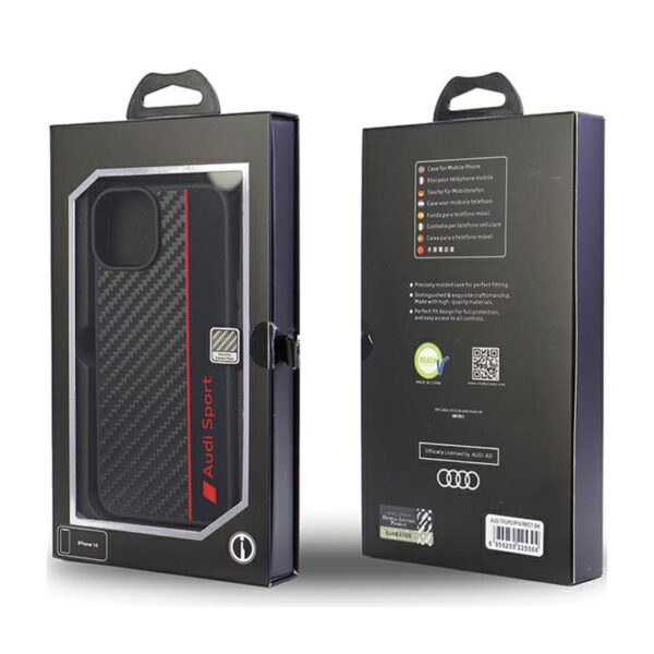 Audi Carbon Fiber Stripe - Etui iPhone 14 (Czarny) - obrazek 6