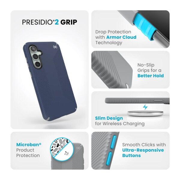 Speck Presidio2 Grip - Etui Samsung Galaxy S23 FE (Coastal Blue/Black/White) - obrazek 12