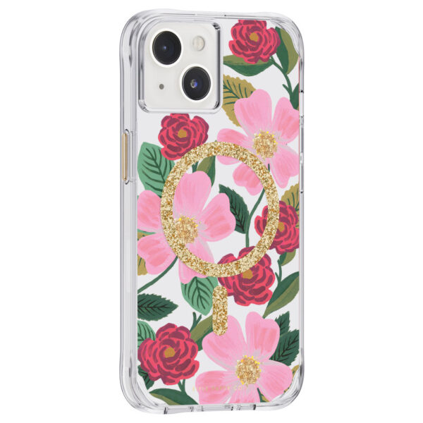 Rifle Paper Clear MagSafe - Etui iPhone 14 / iPhone 13 zdobione złotem (Rose Garden) - obrazek 2