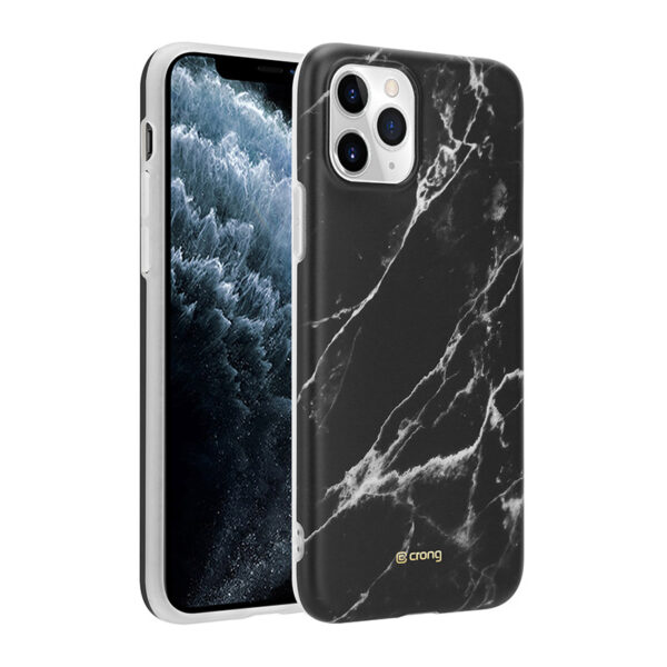 Crong Marble Case - Etui iPhone 11 Pro (czarny) - obrazek 2