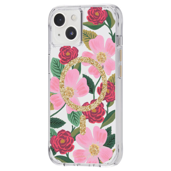 Rifle Paper Clear MagSafe - Etui iPhone 14 / iPhone 13 zdobione złotem (Rose Garden) - obrazek 3