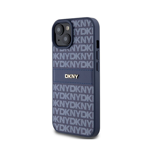 DKNY Leather Mono Stripe & Metal Logo - Etui iPhone 15 / 14 / 13 (niebieski) - obrazek 2