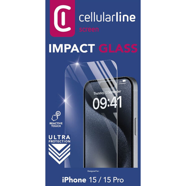 Cellularline Impact Glass - Hartowane szkło ochronne iPhone 15 / iPhone 15 Pro - obrazek 4