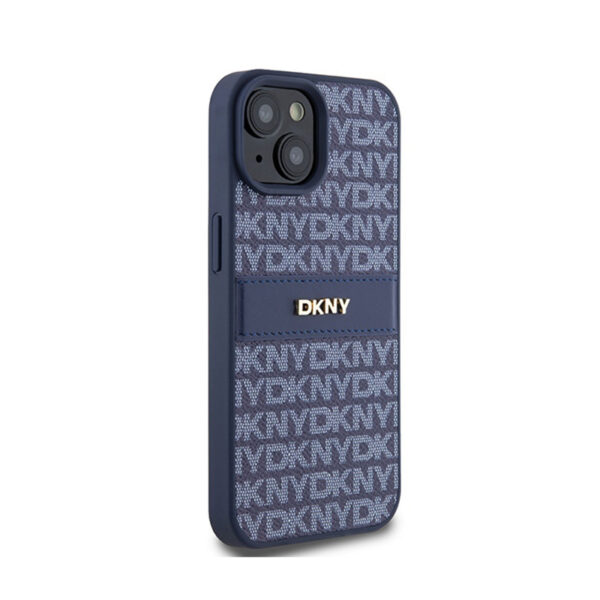 DKNY Leather Mono Stripe & Metal Logo - Etui iPhone 15 / 14 / 13 (niebieski) - obrazek 4