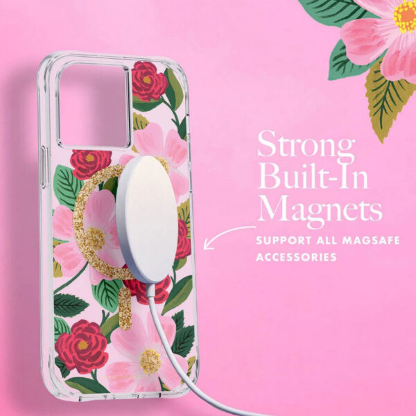 Rifle Paper Clear MagSafe - Etui iPhone 14 / iPhone 13 zdobione złotem (Rose Garden) - obrazek 8