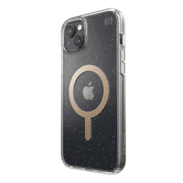 Speck Presidio Perfect-Clear with Glitter + MagSafe - Etui iPhone 15 Plus / 14 Plus z powłoką MICROBAN (Clear / Gold Glitter) - obrazek 3