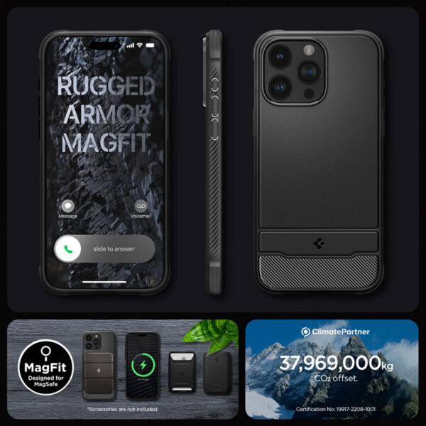 Spigen Rugged Armor Mag MagSafe - Etui do iPhone 15 Pro (Matte Black) - obrazek 16