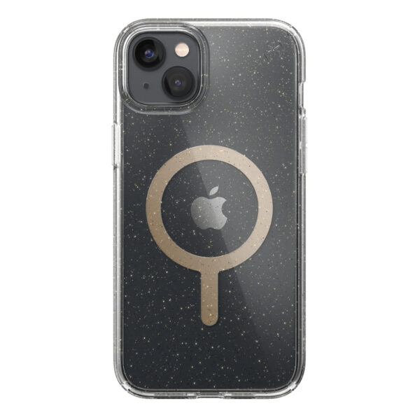 Speck Presidio Perfect-Clear with Glitter + MagSafe - Etui iPhone 15 Plus / 14 Plus z powłoką MICROBAN (Clear / Gold Glitter) - obrazek 5