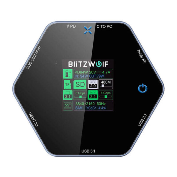 Stacja dokująca 8w1 Blitzwolf BW-TH16 USB 100W LCD Smart Display - obrazek 2