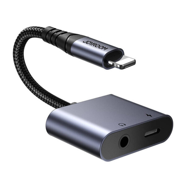 Adapter audio 2w1 Joyroom SY-L01 lightning do 3.5mm + lightning (czarny) - obrazek 2