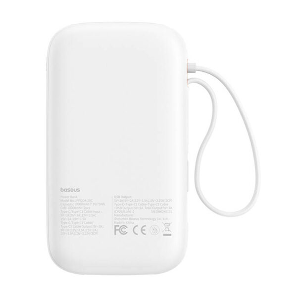 Powerbank Baseus QPow 2 20000mAh 30W 2xUSB-C (biały) - obrazek 6