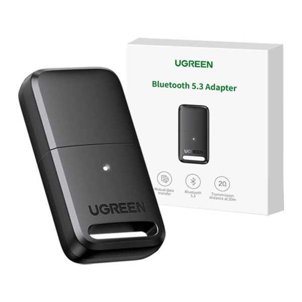 Adapter / odbiornik USB Bluetooth 5.3 Ugreen CM591, LED, zasięg 20m (czarny) - obrazek 4