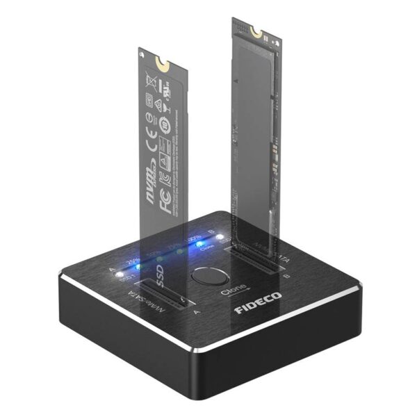 Stacja dokująca/klonowania dysków SSD M.2 NVMe/SATA 20Gbps FIDECO M2288 (USB 3.2, UASP, TRIM)