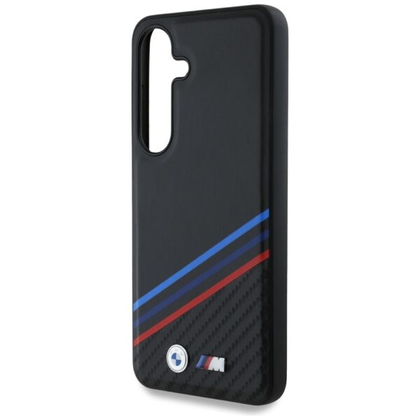 Etui BMW Leather Tricolor Crossing        Stripes MagSafe do Samsung Galaxy S25 czarny - obrazek 6