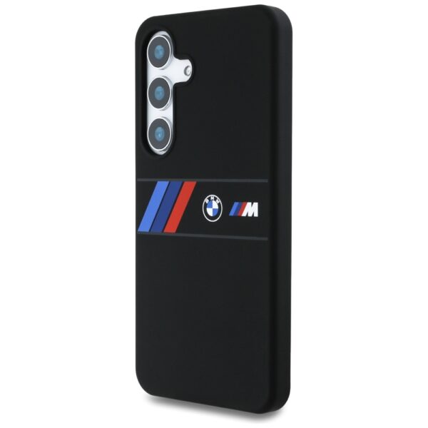 Etui BMW Silicone Middle Tricolor         Stripes MagSafe do Samsung Galaxy S25 czarny - obrazek 2