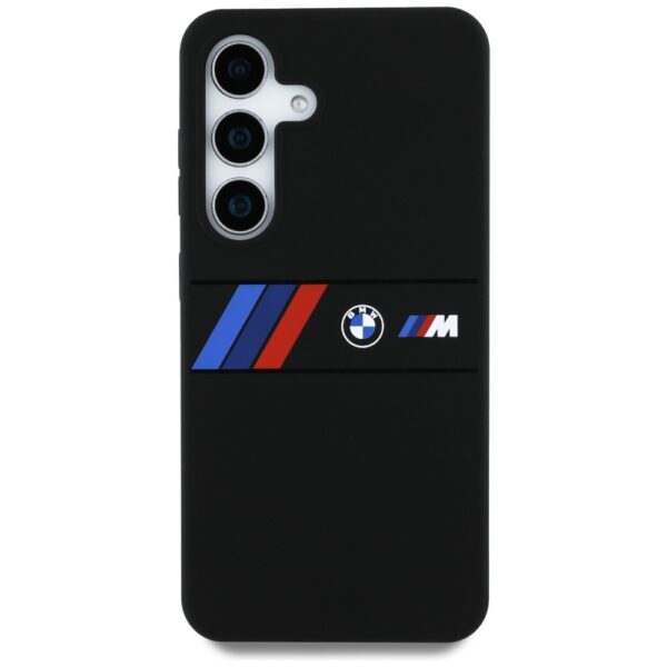 Etui BMW Silicone Middle Tricolor         Stripes MagSafe do Samsung Galaxy S25 czarny - obrazek 3