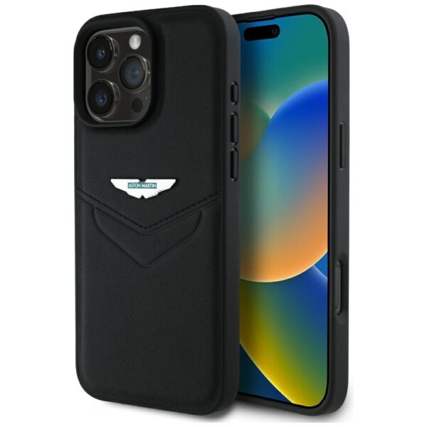 Etui Aston Martin HC Leather Victory      Design do iPhone 16 Pro czarny