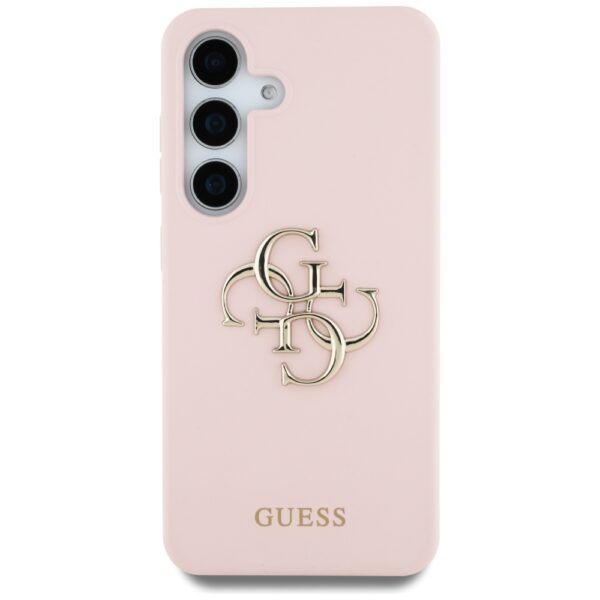 Etui Guess Silicone Big 4G Logo Bottom    Script Samsung Galaxy S25 różowy - obrazek 3