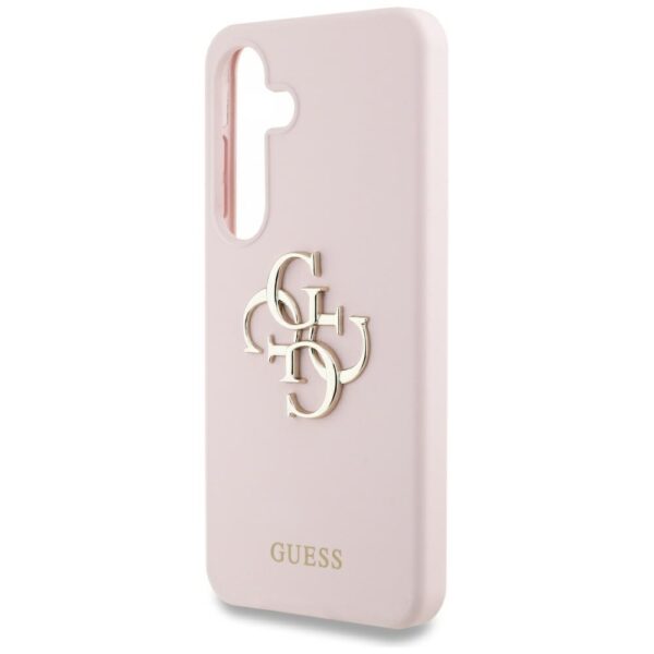 Etui Guess Silicone Big 4G Logo Bottom    Script Samsung Galaxy S25 różowy - obrazek 6