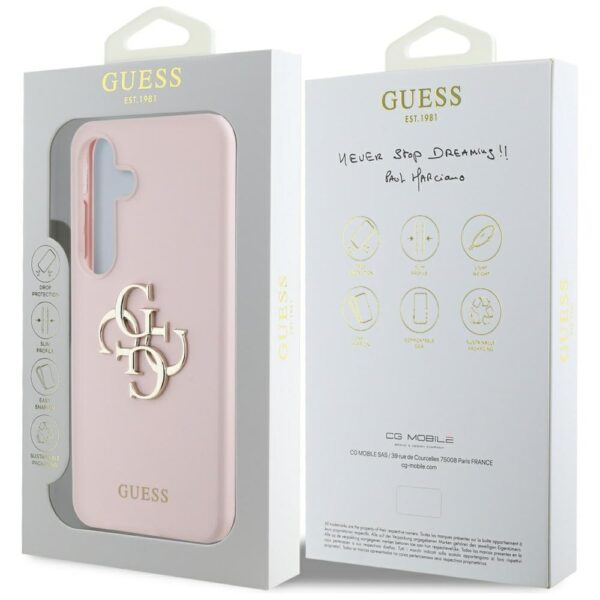 Etui Guess Silicone Big 4G Logo Bottom    Script Samsung Galaxy S25 różowy - obrazek 8