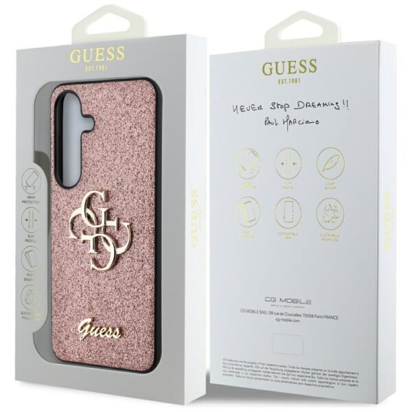 Etui Guess Fixed Glitter Big 4G Metal     Logo do Samsung Galaxy S25 różowy - obrazek 8